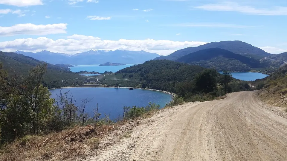 Lakes, forest and a road in Patagonia